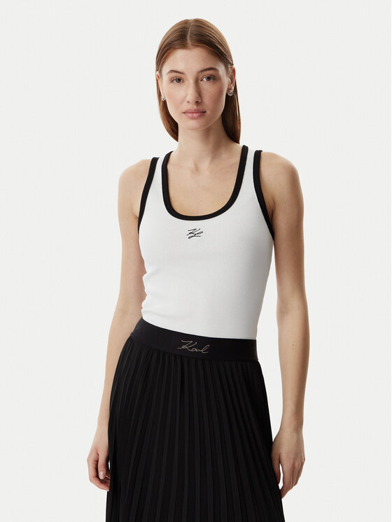 KARL LAGERFELD Top B2W17003 Biały Slim Fit