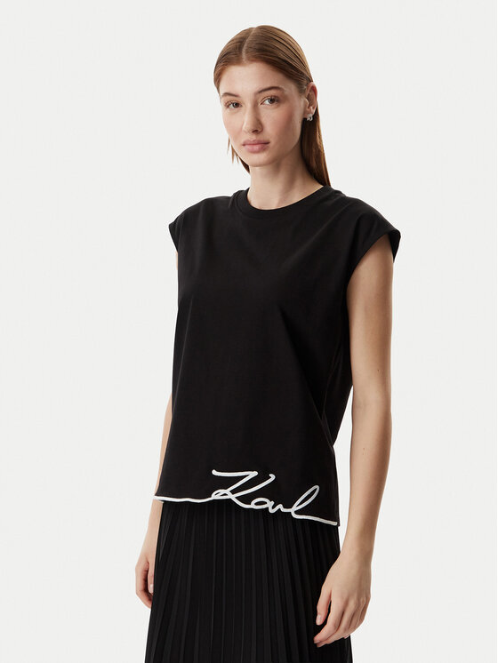 KARL LAGERFELD T-Shirt B2W17018 Czarny Regular Fit