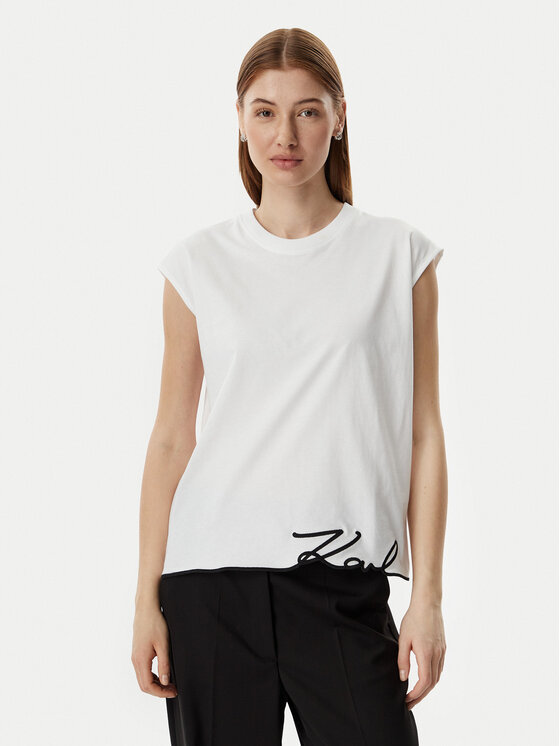 KARL LAGERFELD T-Shirt B2W17018 Biały Regular Fit