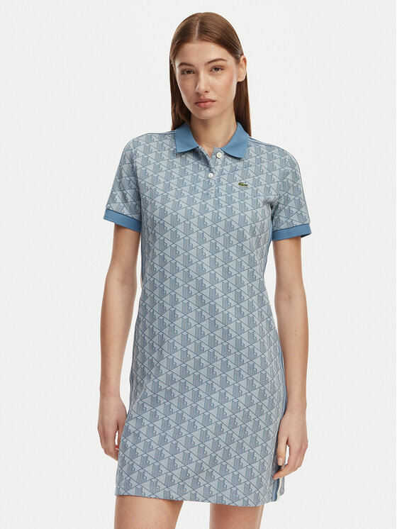 Lacoste Sukienka codzienna EF2655 Niebieski jasny Slim Fit