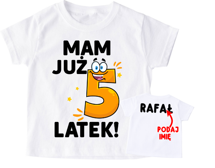 Koszulka na 5 urodziny z uśmiechniętą cyfrą- BE13