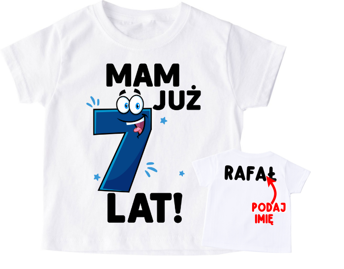 Koszulka na 7 urodziny z uśmiechniętą cyfrą- BE15