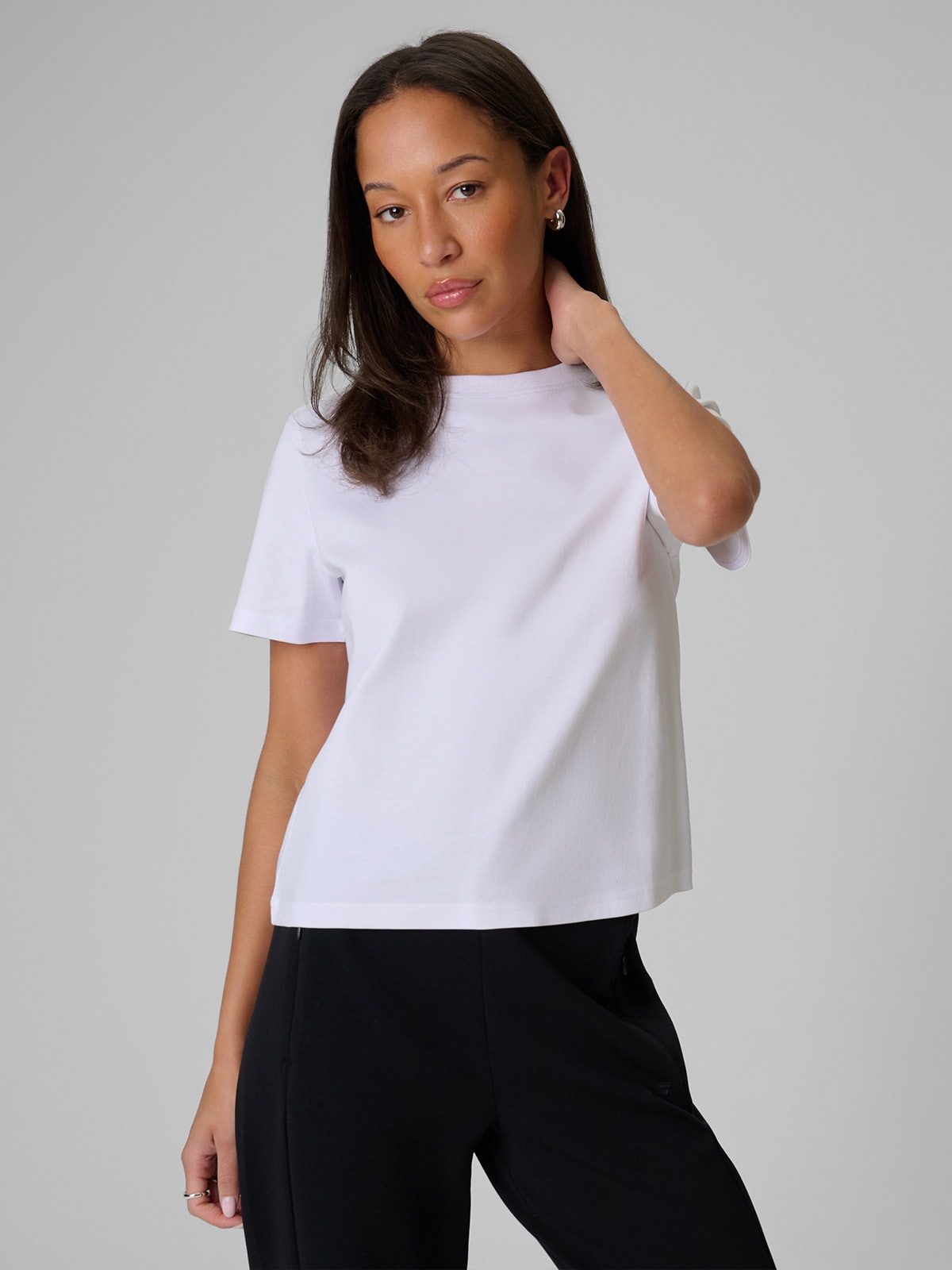 4F T-shirt regular gładki damski - biały XS