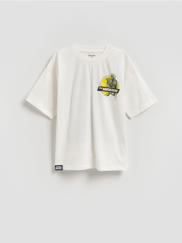 Reserved - T-shirt Mandalorian - złamana biel