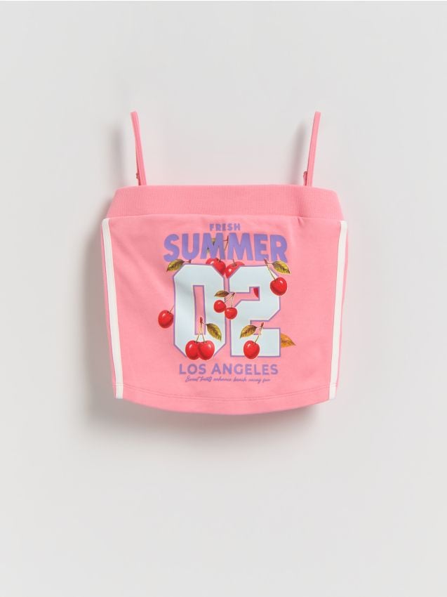 Reserved - Bawełniany top na ramiączkach - różowy