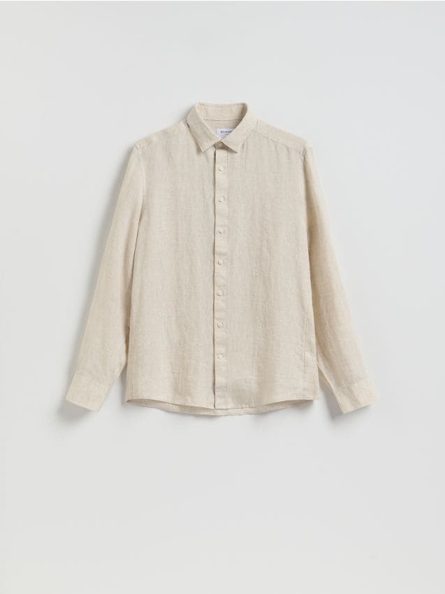 Reserved - Lniana koszula regular fit - beżowy