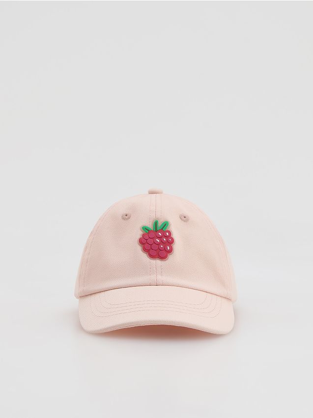 Reserved - Czapka z daszkiem z haftem - pastelowy róż