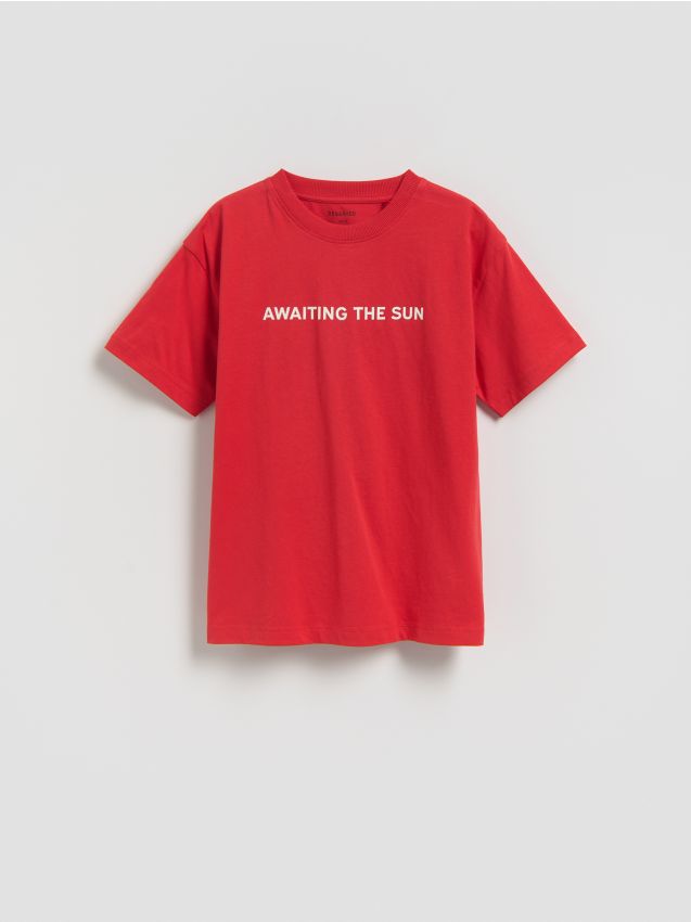 Reserved - Bawełniany t-shirt - czerwony