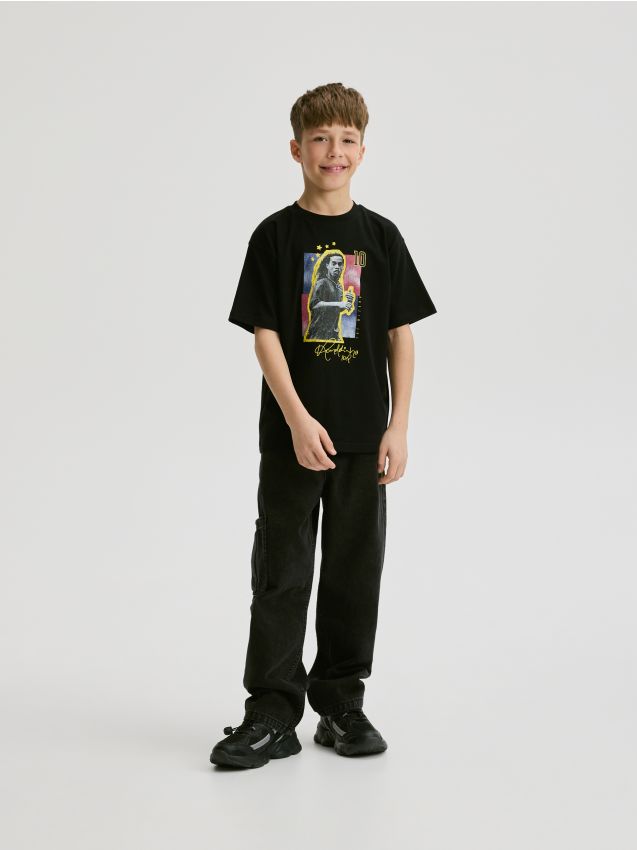 Reserved - Bawełniany t-shirt Ronaldinho - czarny