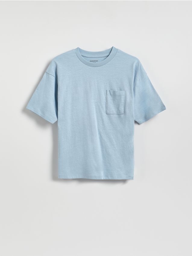 Reserved - Bawełniany t-shirt - niebieski