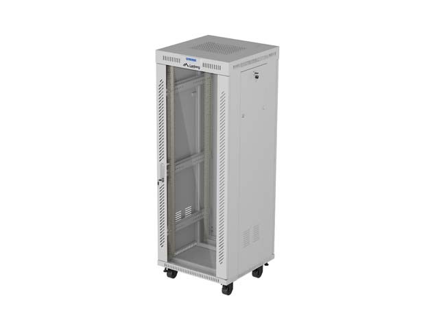 Lanberg szafa rack stojąca 19'' 32U 600x600 szara drzwi przeszklone LCD FF01-6632-12SL