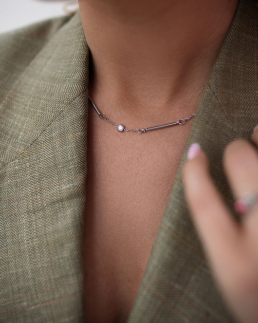 Srebrny naszyjnik z okrągłymi cyrkoniami ze stali chirurgicznej premium Parai