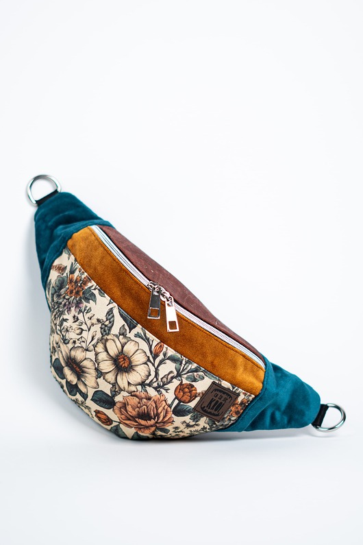 Brązowa nerka damska w kwiaty vintage BOTANICZNA POETYKA