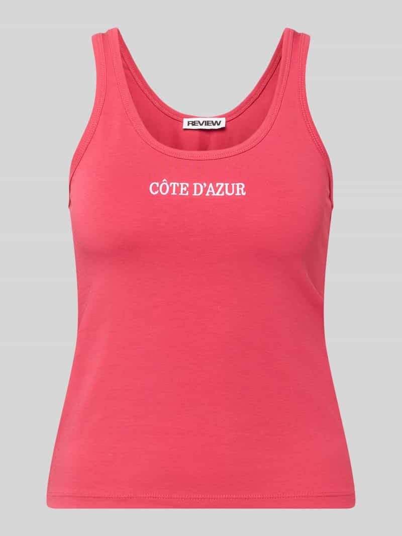 Top z okrągłym dekoltem i haftem