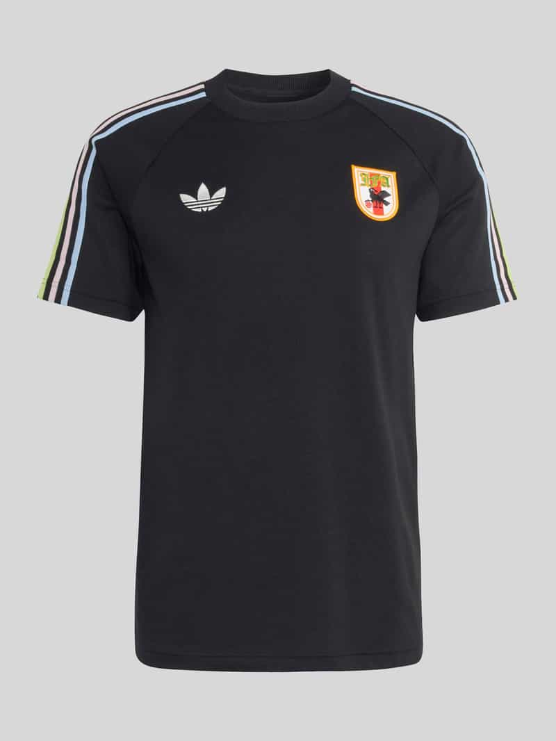 męski t-shirt o kroju regular fit z mieszanki bawełny z aplikacją JFA model 'NOIR'