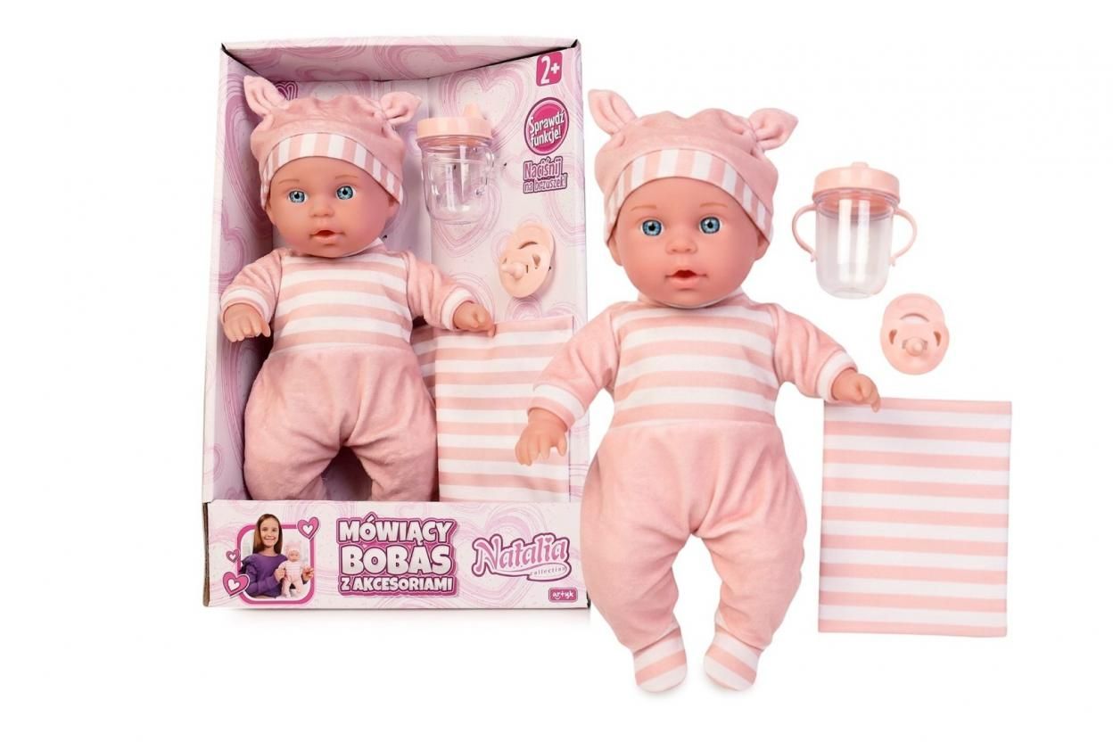 Lalka Natalia bobas z akcesoriami mówiący 30cm