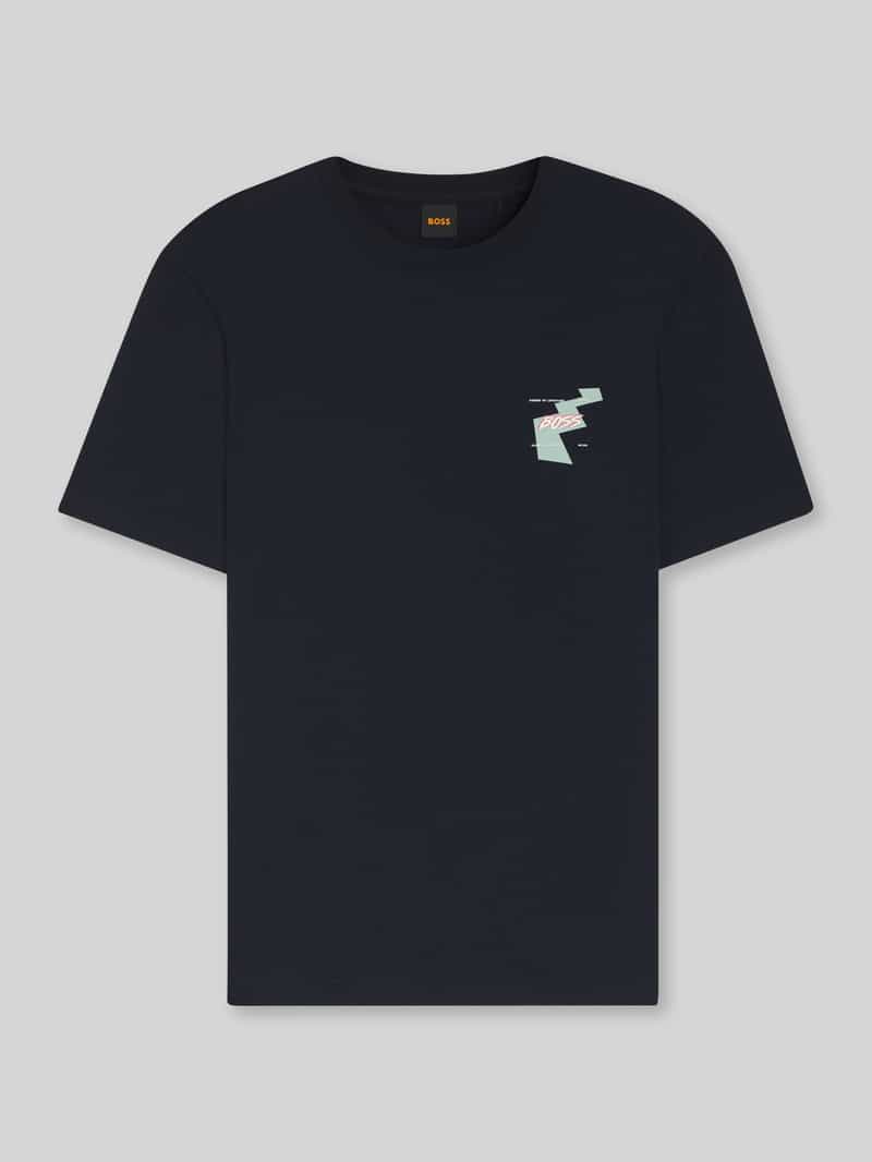 T-shirt o kroju relaxed fit z czystej bawełny model 'MOVEMENT'