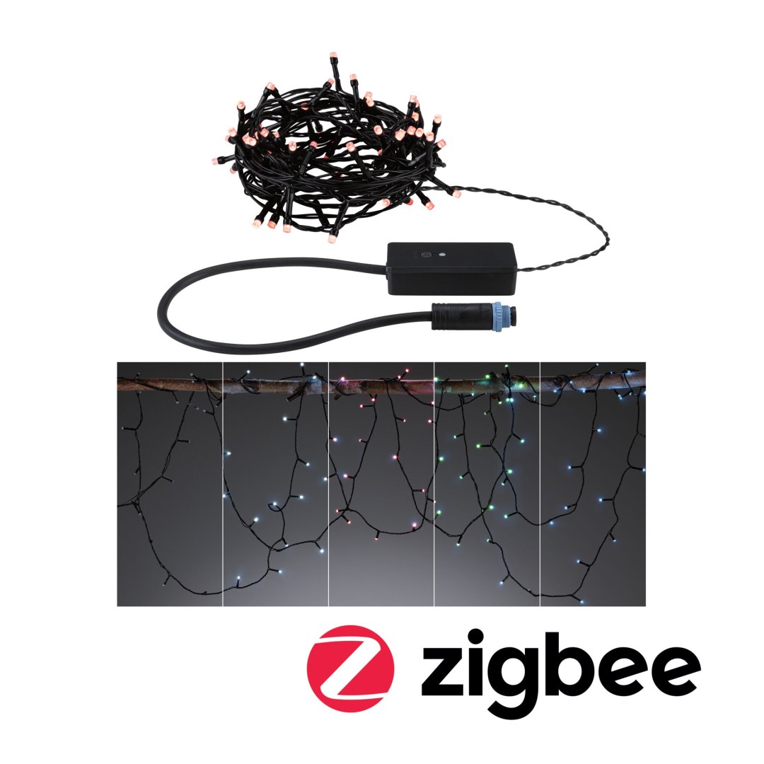 Plug & Shine Łańcuch świetlny choinkowy YUNA SH Zigbee RGB DIM 7,4m 3W IP44 45lm 9szt/1m 24V czarny / tworzywo sztuczne