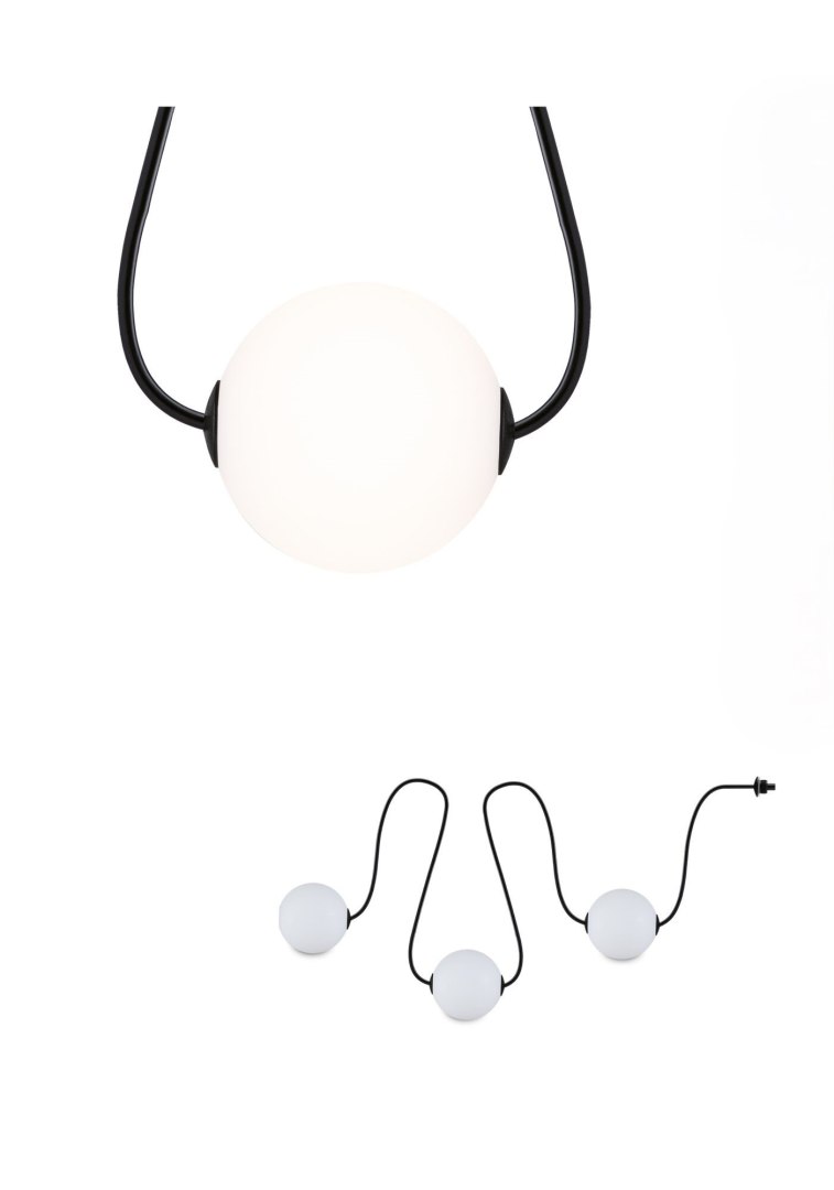 Plug & Shine  Łańcuch świetlny zestaw rozszerzający NAIMA 1,71m kule średnica 10cm 3x1W 3000K IP67 3x100lm 24V biały / czarny / t