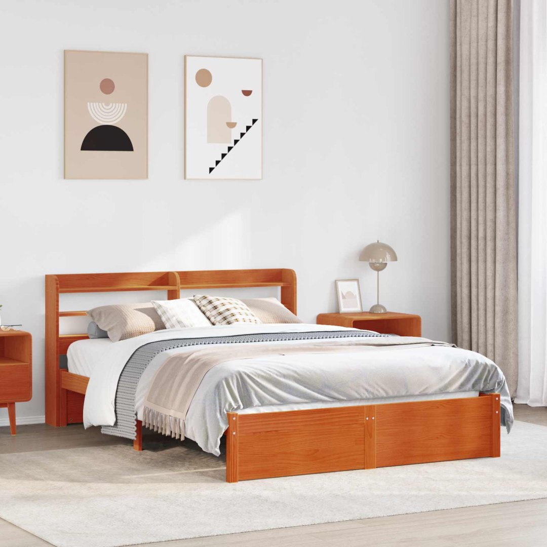 VidaXL Ramka łóżka Woskowy Brąz 150 x 200 cm Lite drewno sosnowe