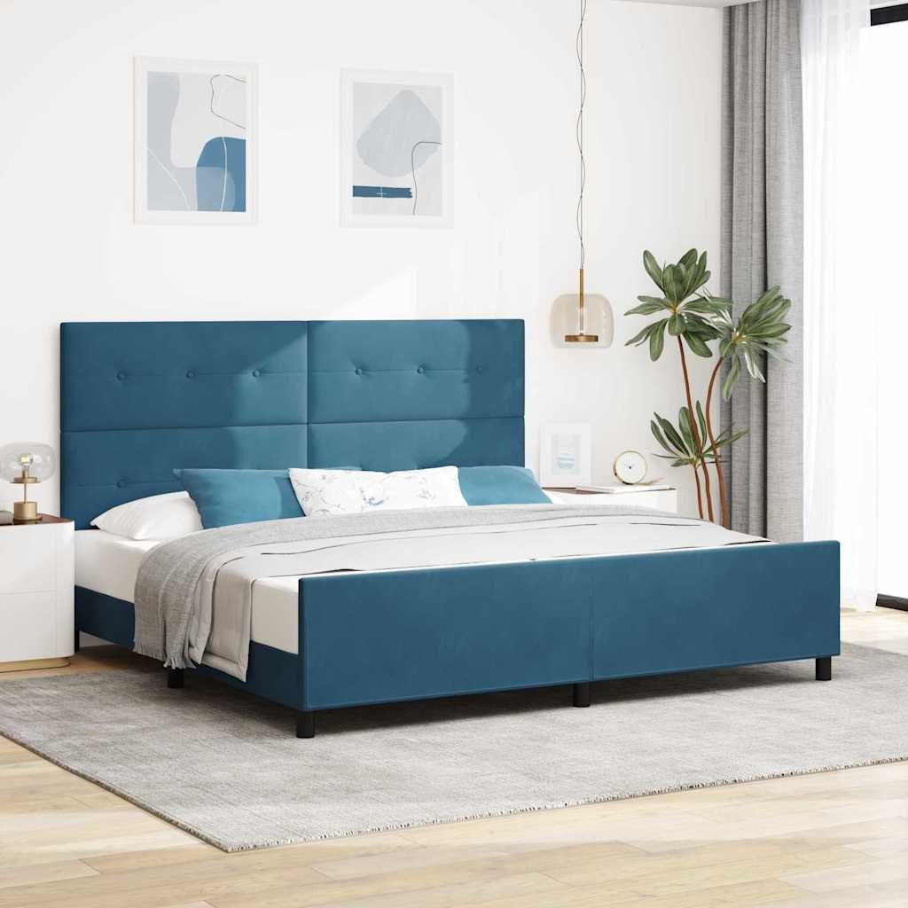 VidaXL Łóżko sprężynowe Ciemnoniebieski 200 x 200 cm Aksamit