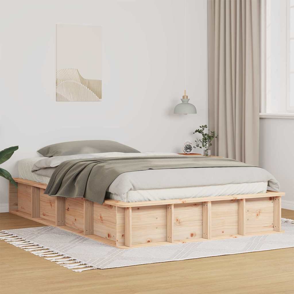 VidaXL Ramka łóżka Brązowy 140 x 200 cm Lite drewno sosnowe