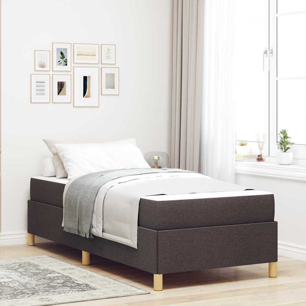 VidaXL Ramka łóżka z materacem Ciemny brąz 100 x 200 cm tkanina