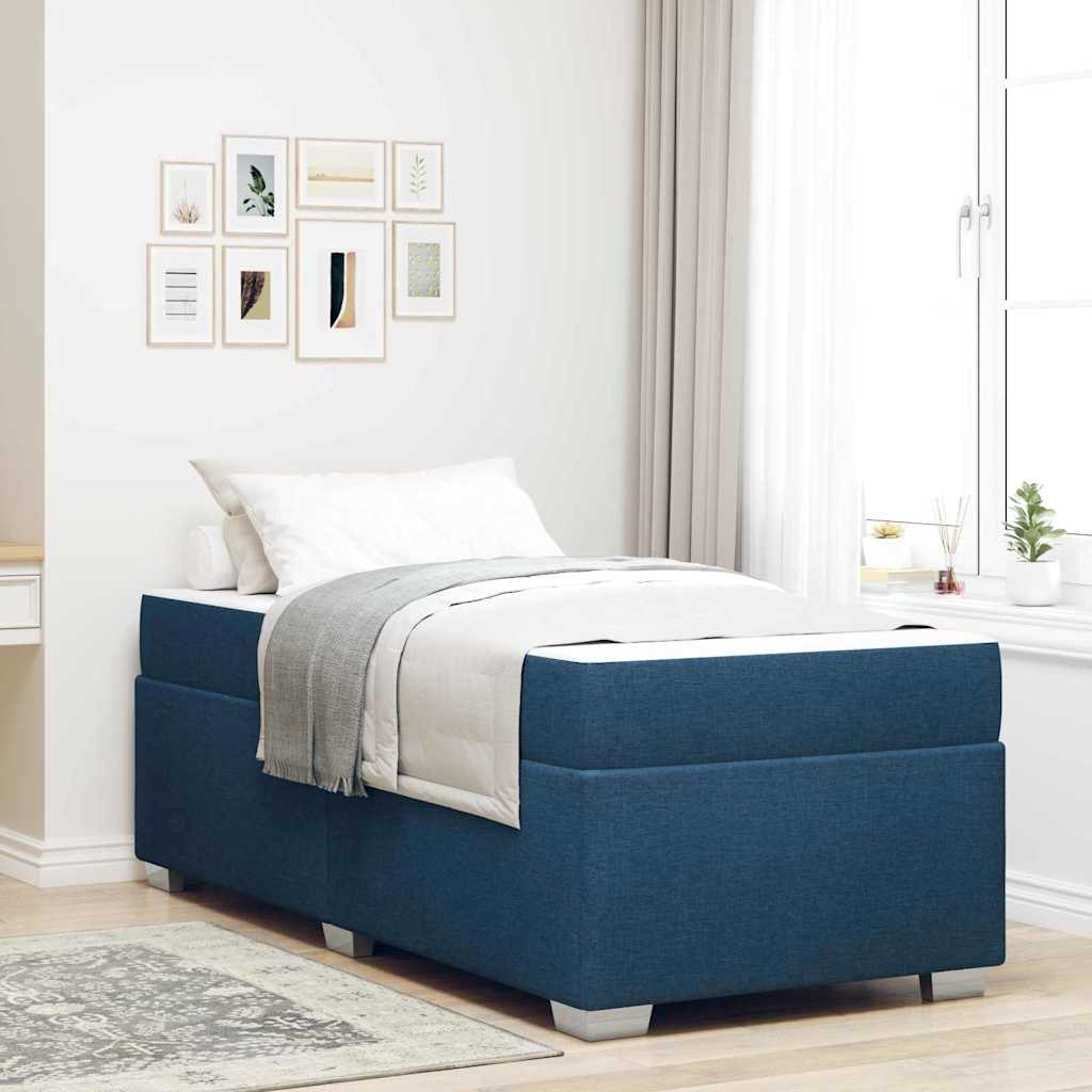 VidaXL Ramka łóżka z materacem Niebieski 90 x 190 cm tkanina