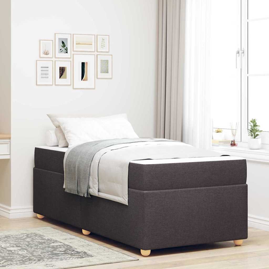 VidaXL Ramka łóżka z materacem Ciemny brąz 90 x 190 cm tkanina