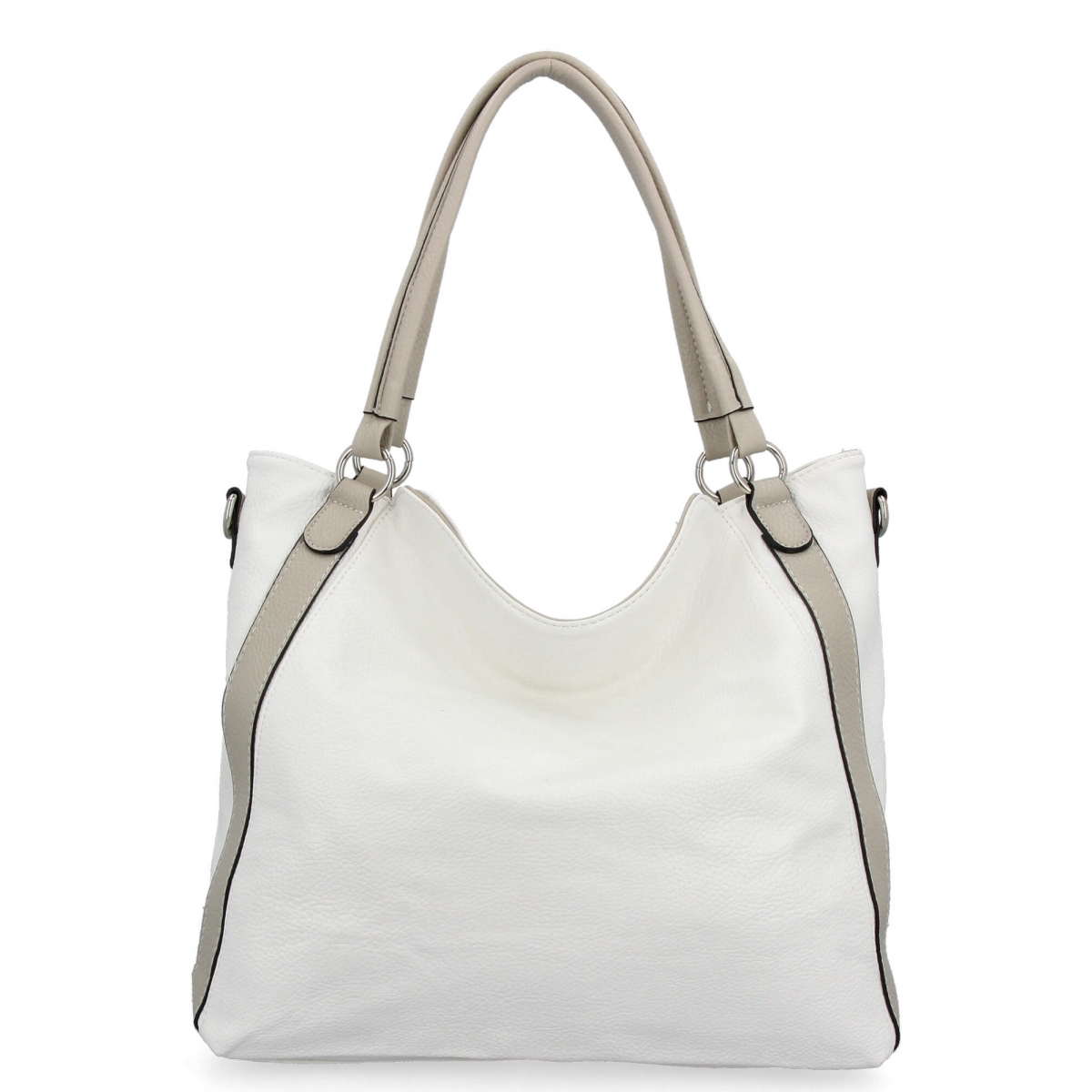 Torebka Damska Shopper Bag XL firmy Hernan HB0337 Biała/Jasno Szara