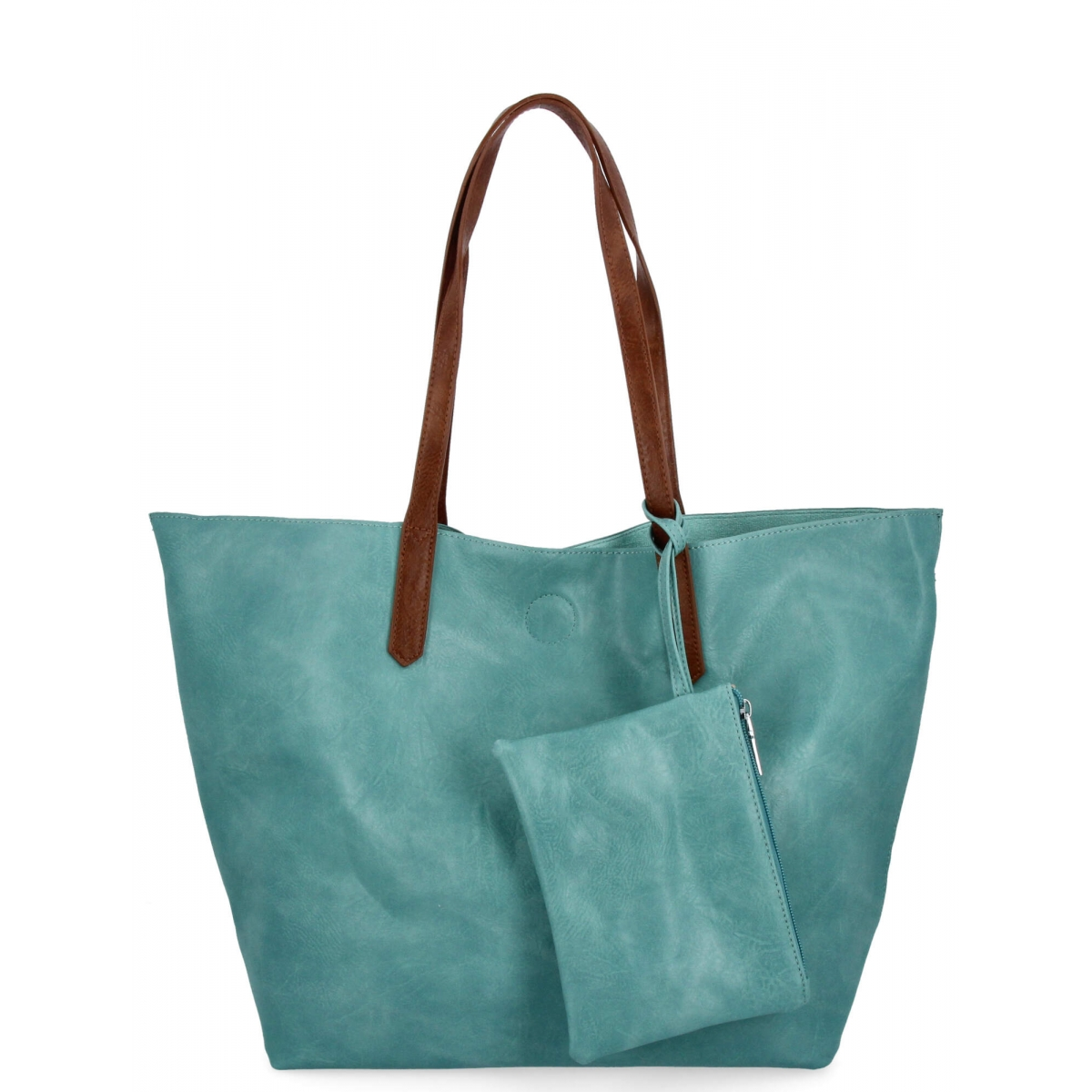 Torebka Damska Shopper Bag XXL z Kosmetyczką firmy Herisson H8805 Miętowa