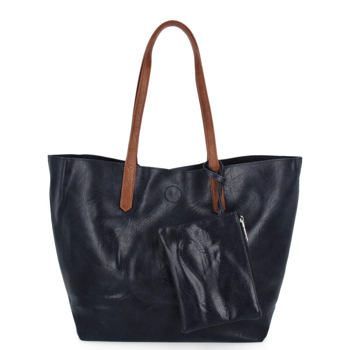 Torebka Damska Shopper Bag XXL z Kosmetyczką firmy Herisson H8805 Granatowa
