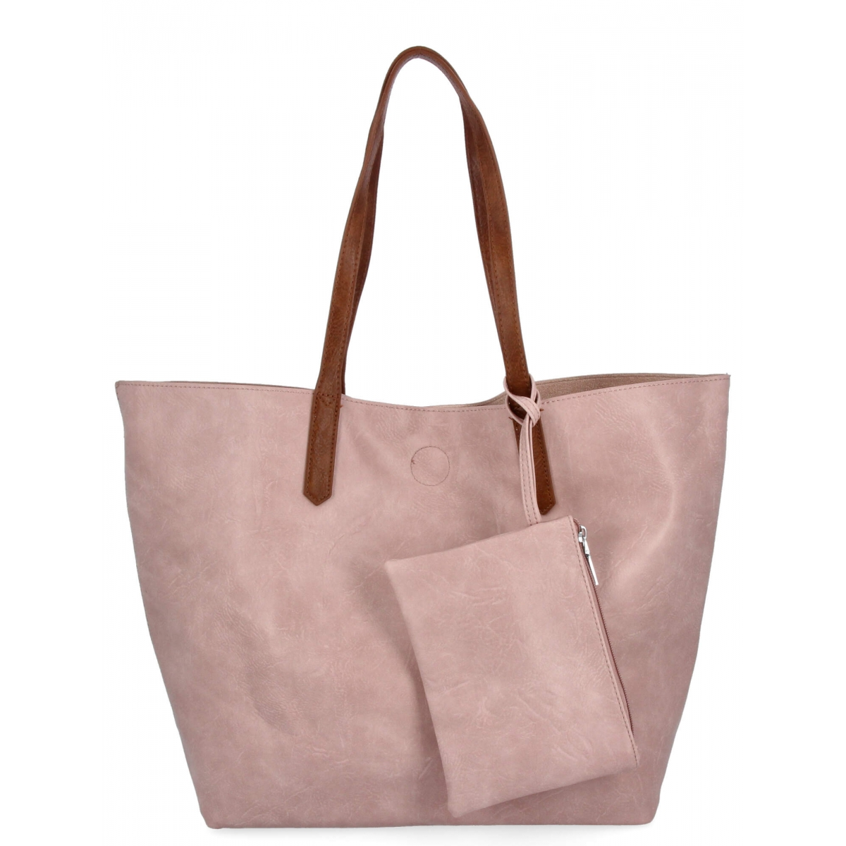 Torebka Damska Shopper Bag XXL z Kosmetyczką firmy Herisson H8805 Pudrowy Róż