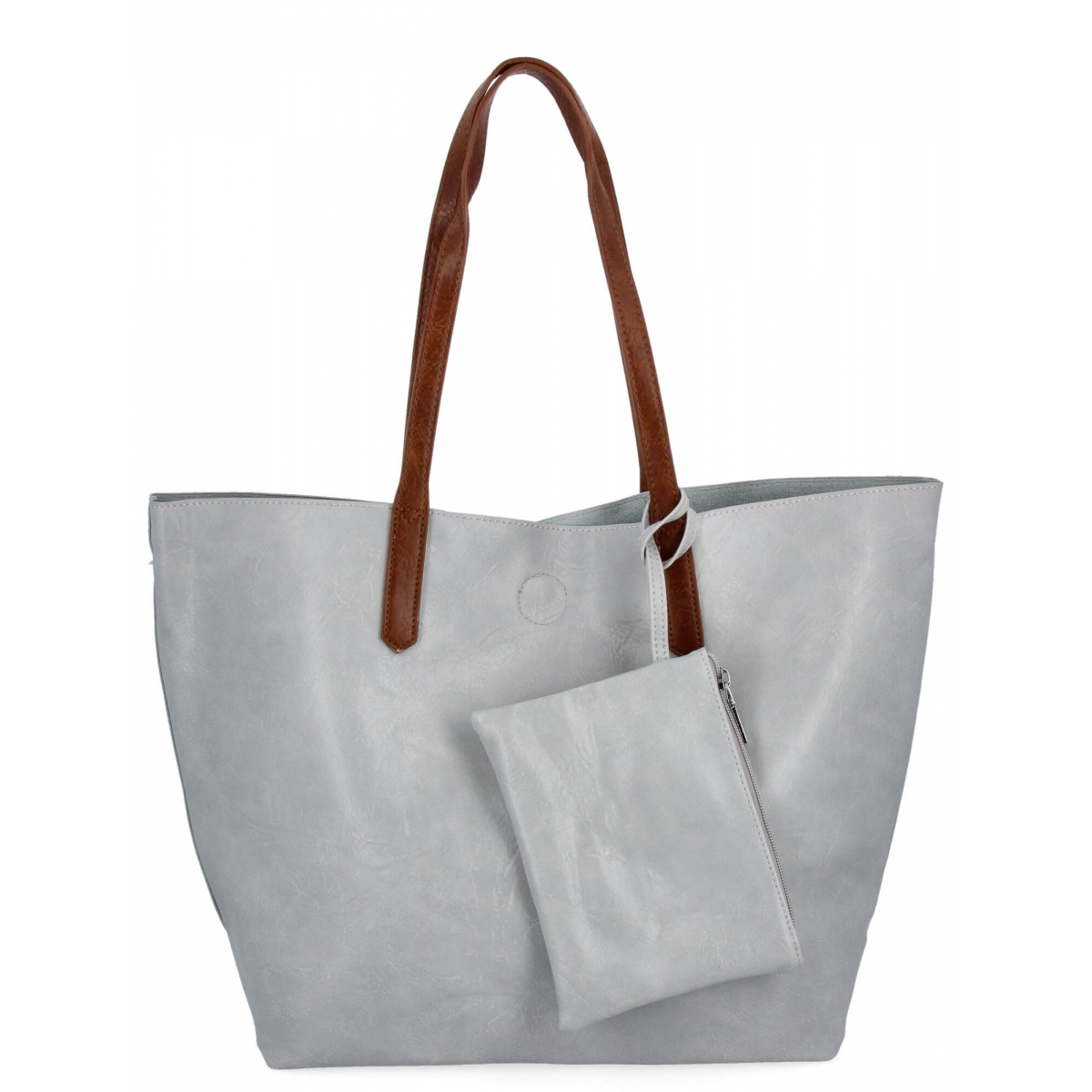 Torebka Damska Shopper Bag XXL z Kosmetyczką firmy Herisson H8805 Jasno Szara