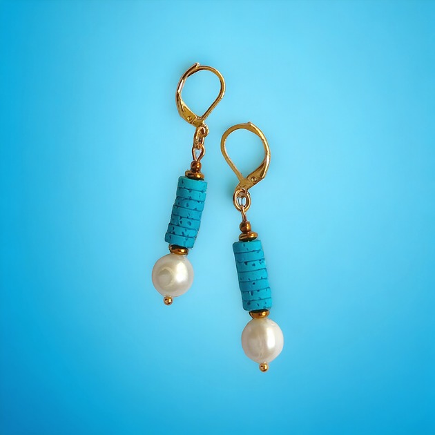 LIMITOWANE kolczyki: kolekcja summer ocean: PERŁY & LAWA turkusowa