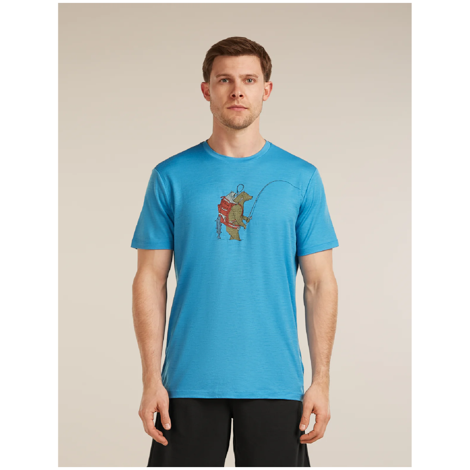 Męska koszulka Icebreaker Merino 150 Tech Lite SS Tee Bear Catch Rozmiar: M / Kolor: niebieski
