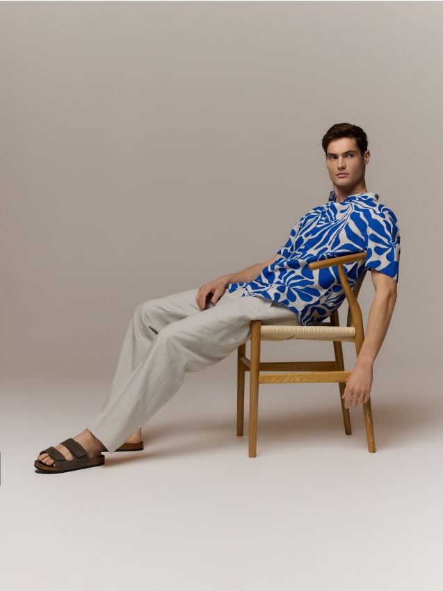 Reserved - Lniana koszula regular fit - niebieski