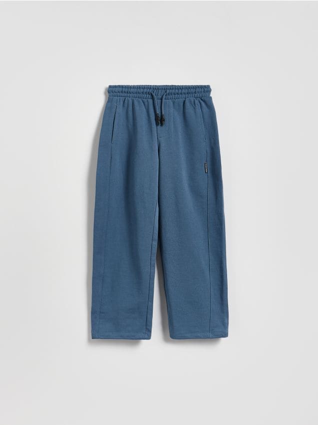 Reserved - Bawełniane spodnie wide leg - niebieski