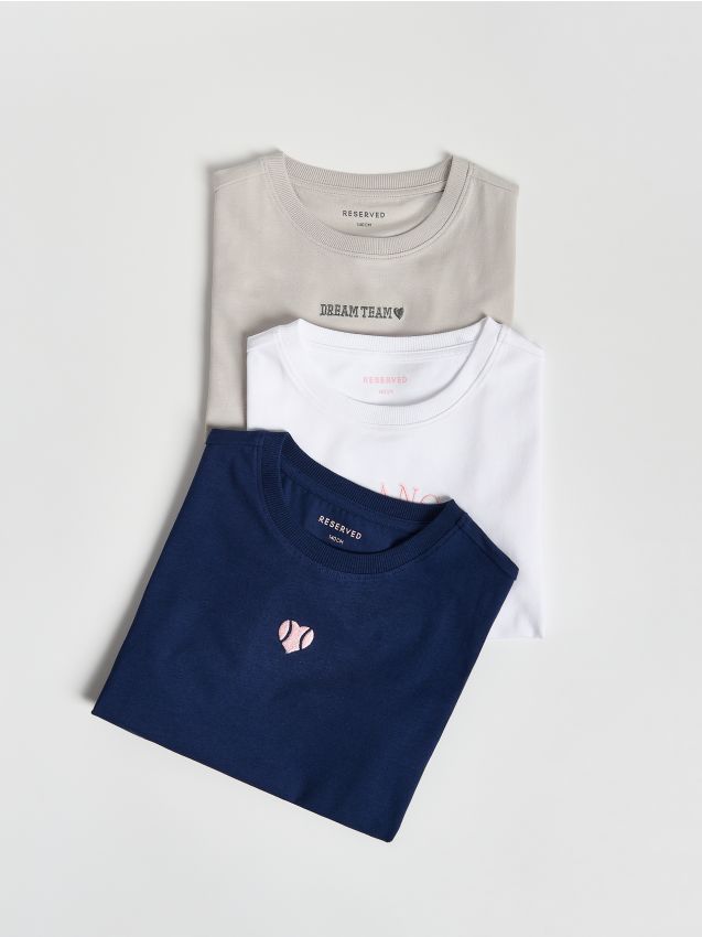 Reserved - Bawełniany t-shirt 3 pack - wielobarwny