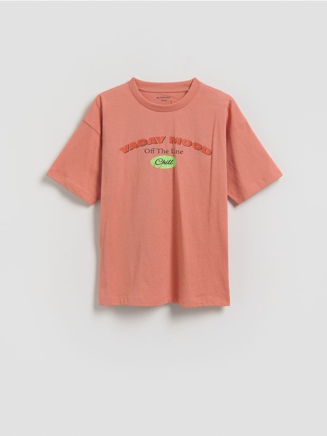 Reserved - T-shirt z nadrukiem - pastelowy róż