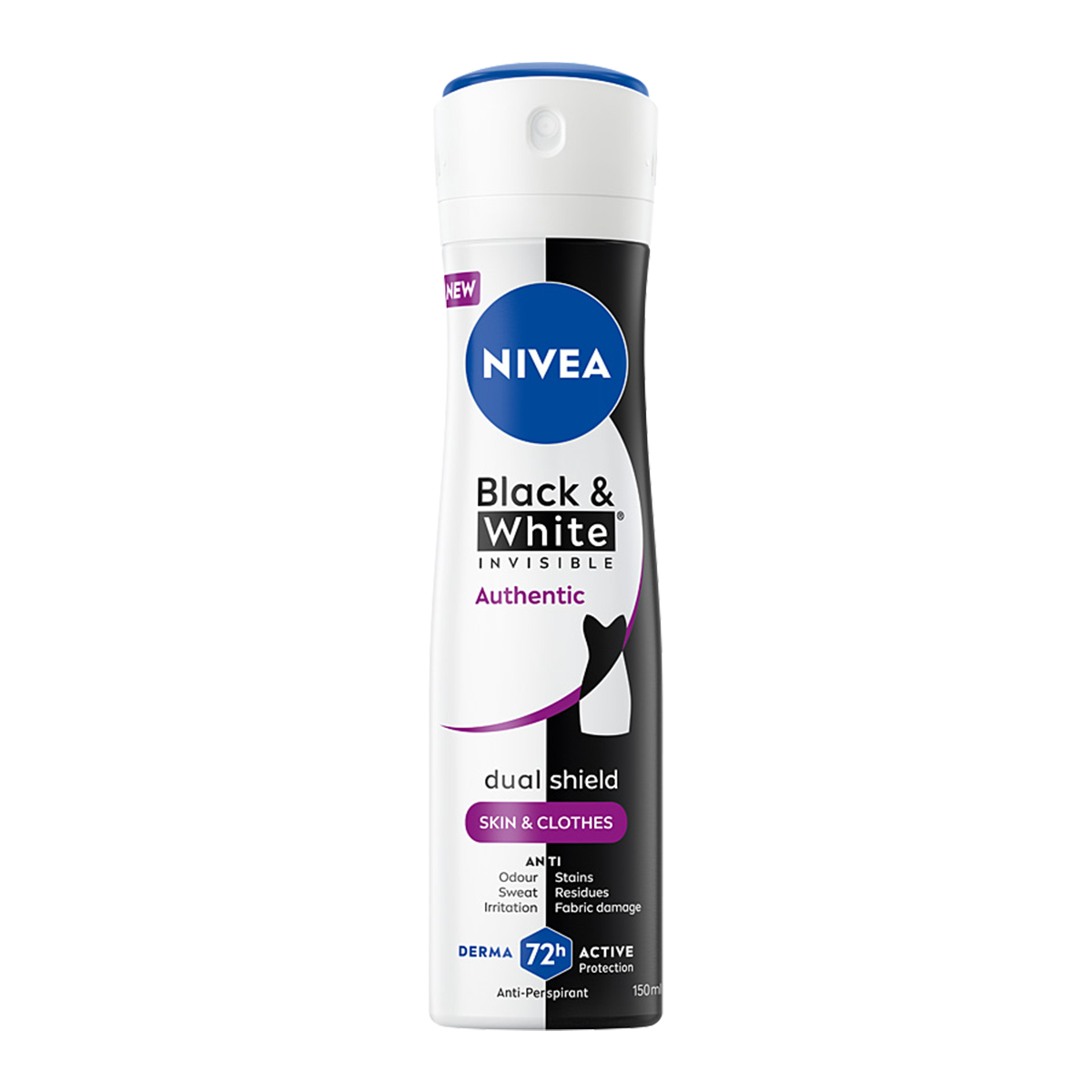 NIVEA Black&White Invisible Authentic Antyperspirant w Sprayu 72h 150ml