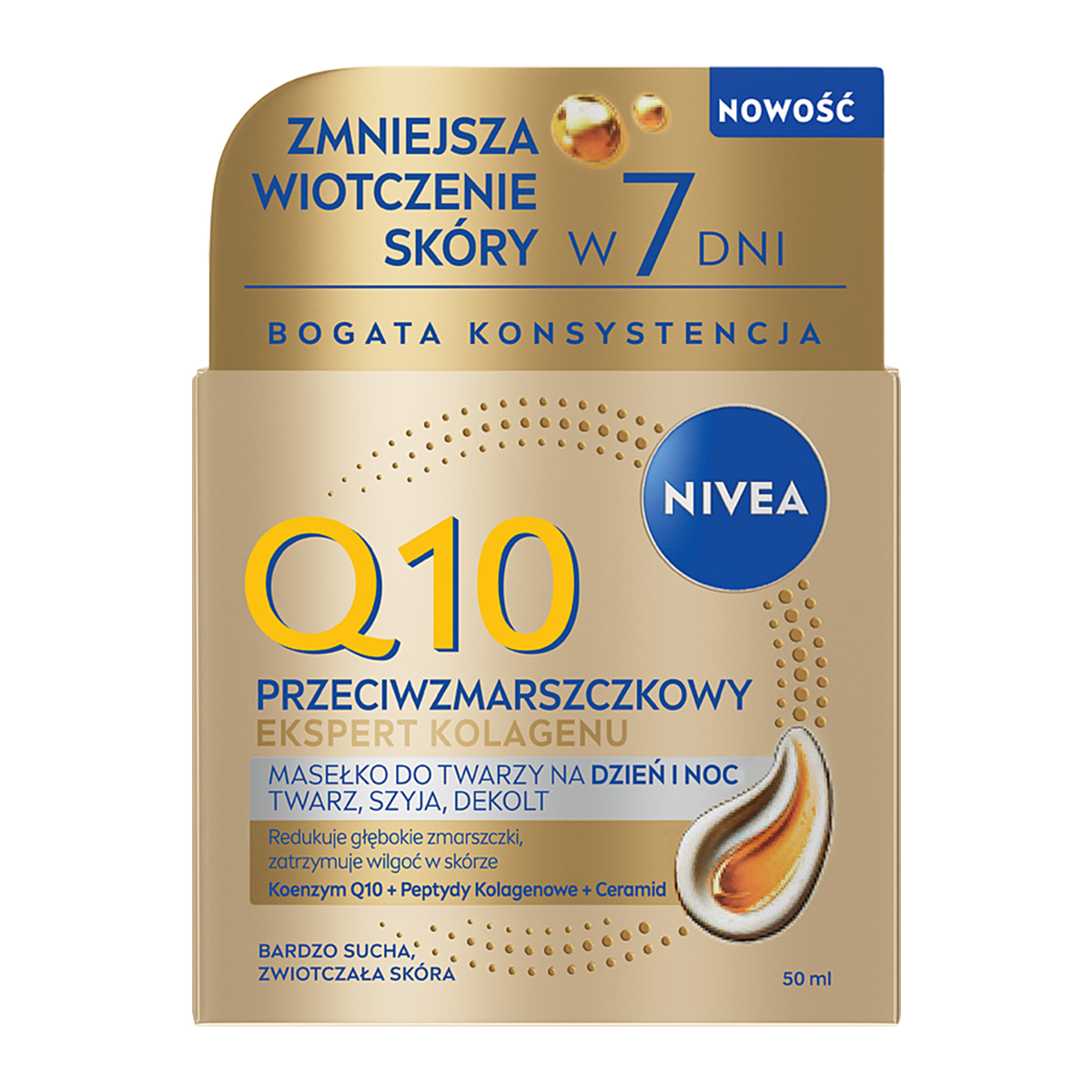NIVEA Q10 Przeciwzmarszczkowy Ekspert Kolagenu Masełko-Krem do Twarzy 50ml