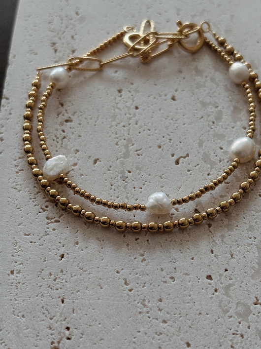 Bransoletka na nogę Hematyt i Perły