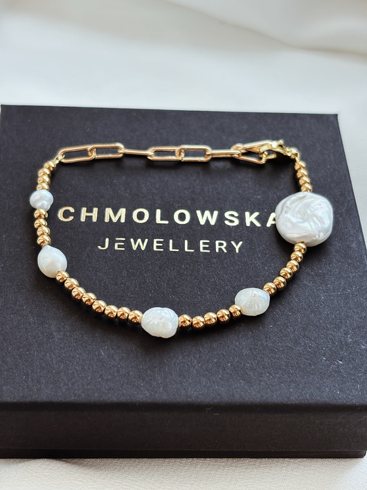 Bransoletka Hematyt i Perły