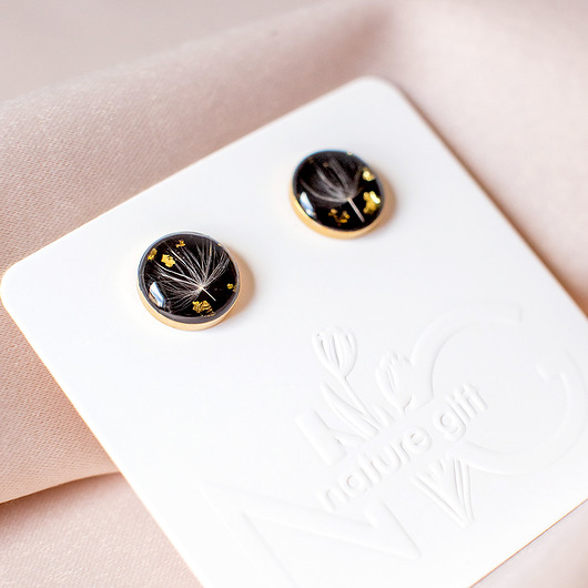 Kolczyki sztyfty z rzęsek dmuchawca