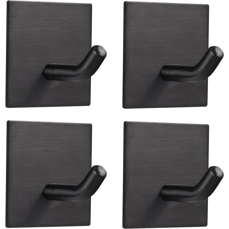 Zestaw 4 wytrzymałych haczyków samoprzylepnych ze stali nierdzewnej do kuchni, łazienki, drzwi wejściowych, ręczników, płaszczy, szlafroków, zestaw 4