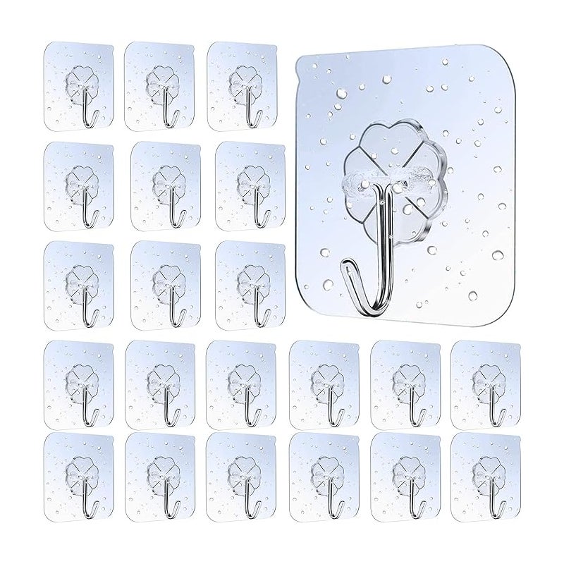 (30 sztuk) Haczyki samoprzylepne, przezroczyste haczyki ścienne do szlafroków, ręczników, płaszczy, kluczy i przyborów kuchennych