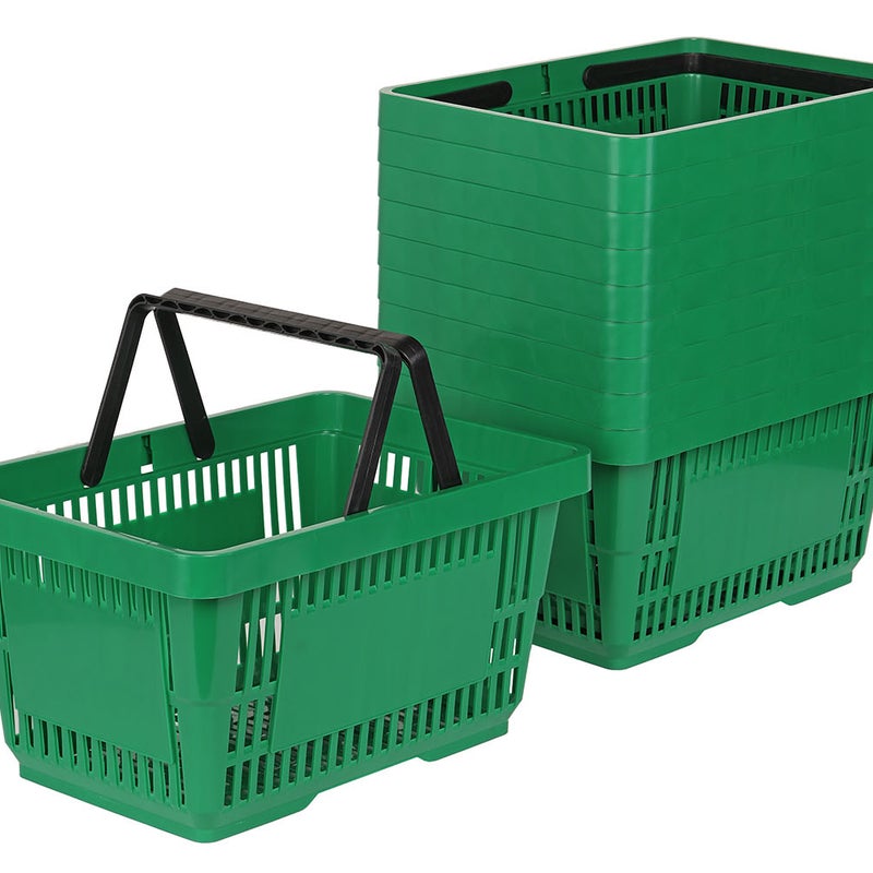 Zestaw 10x Koszyk zakupowy do przechowywania 2 rączki 22L ciemny zielony KTD