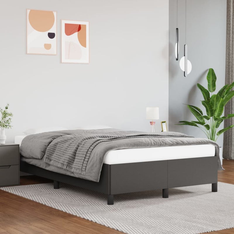 Łóżko tapicerowane rama łóżka ze stelażem szara skóra sztuczna 120x200 cm,