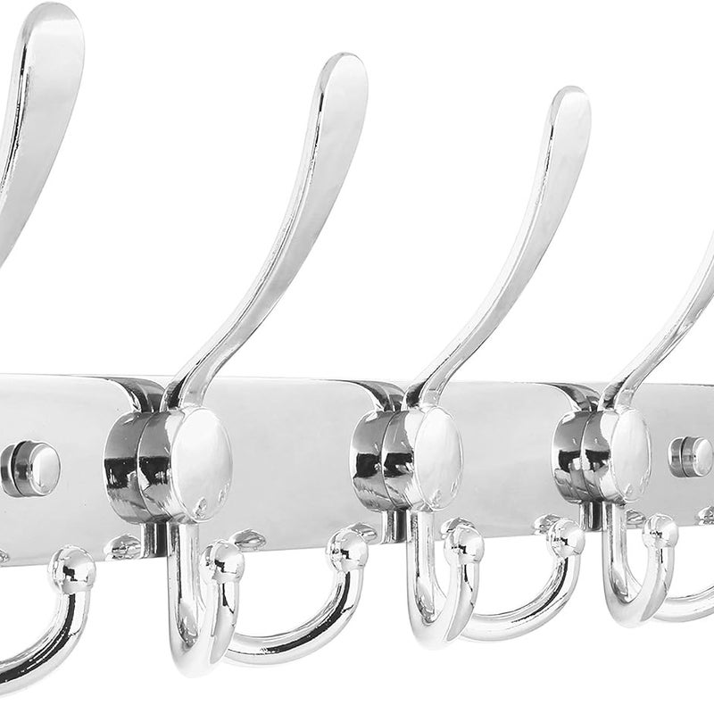 Wieszak ścienny na ręczniki, wykonany ze stali nierdzewnej, z 5 haczykami, idealny do łazienki, 45 x 13 cm.